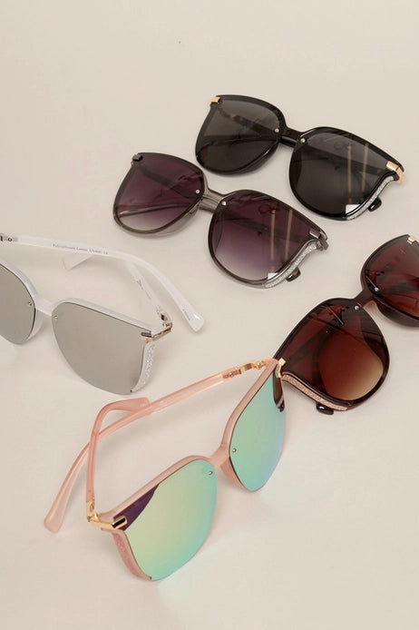 Glitter Frame Square Sunglasses