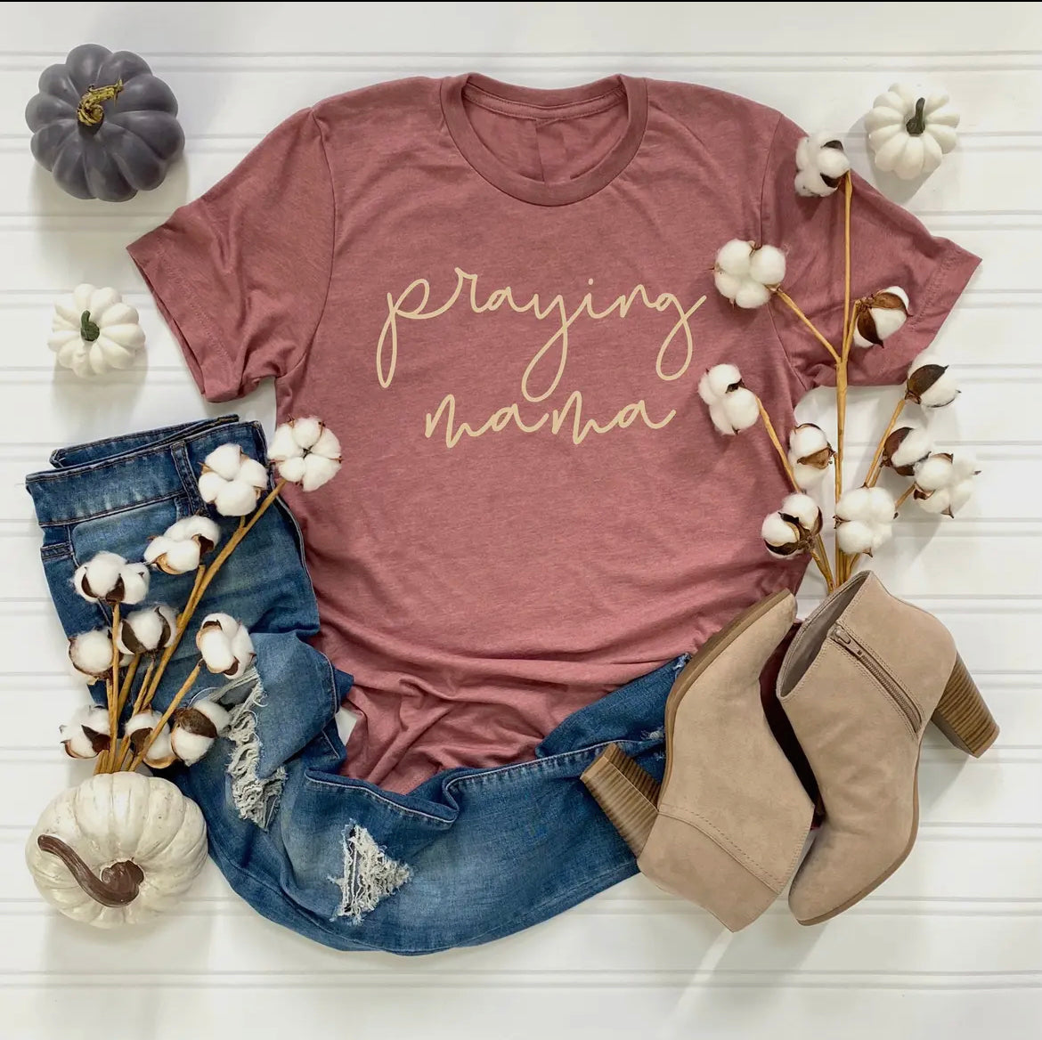 Praying Mama Faith Graphic Tee, Rose